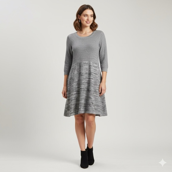 Lane Bryant Sweater Dress Gray sparkly Knit 3/4 sleeve size 18/20 cotton winter - Picture 14 of 14